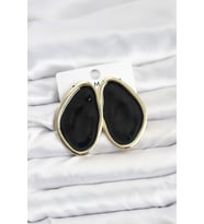 Pirinç Siyah Mineli Damla Model Vintage Plaka Kadın Küpe - TJ-BKP11596