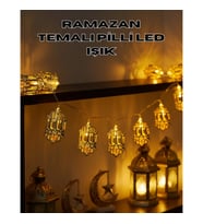 Altın Fener Figürlü Pilli LED Ramazan Dekorasyon Işıkları