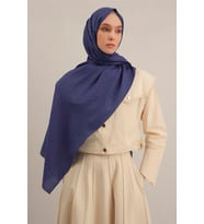 Link Desen Bambu Cotton Şal 2 (Saks Mavisi)