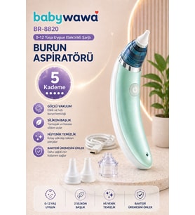 Babywawa BR-8820 0-12 Yaş Şarjlı Bebek Burun Aspiratörü – 5 Kademe Güçlü Vakum