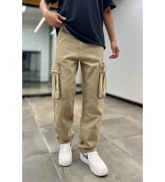 Erkek Kahverengi Baggy Kargo Pantolon (Vizon)