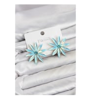 Mey İthalat® Buz Mavisi Kristal Taşlı Lotus Model Kadın Küpe