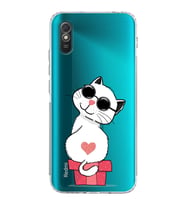 Xiaomi Redmi 9A  Kamera Korumalı Kapak Coolcat Tasarımlı Şeffaf  Kılıf