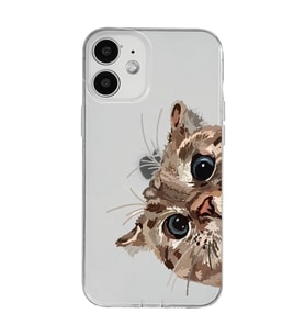 Iphone 12 Uyumlu Tatlı Kedi Desenli Şeffaf Telefon Kılıfı