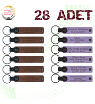 A Kahve & Mor Menekşe, Kına Gecesi Katılımcılarına Anı, 28’li Set, Mesajlı Deri Hatıra Anahtarlık
