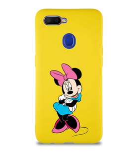Oppo A12 Soft Premier Kapak Minnie Mouse-D Tasarımlı Silikon Kılıf - Sarı (Şeffaf)