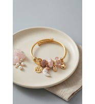 Ay ve Kalp Pembe Charmlı Kadın Bileklik TJ-BB8755