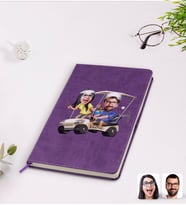 BK Gift Kişiye Özel Sevgililer Karikatürlü Mor Termo Deri Defter Model 96