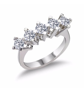 14 Ayar Altın 0.75 Ct Pırlanta Beştaş Yüzük RMY522 (Çok Renkli)
