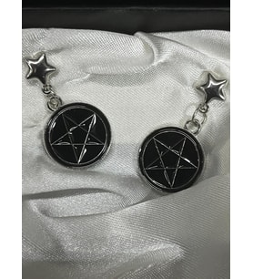 DÜKKAN DESİGN GOTİK SİYAH PENTAGRAM KÜPE