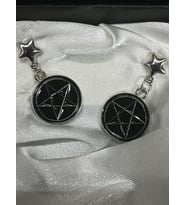 DÜKKAN DESİGN GOTİK SİYAH PENTAGRAM KÜPE