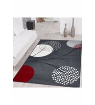 Rovigo Home Dijital Baskı Yıkanabilir Kaymaz Taban Salon Halısı RVG1407 80x150 cm (Gri)