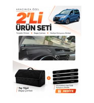 PEUGOT PARTNER EKRANLI KAPAKLI (2008-2017) Uyumlu Torpido Örtüsü + Tay Tüyü Çanta Seti - Siyah