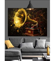 Eski Gramofon Müzik Sanatı Dekoratif Kanvas - Mdf Ahşap Tablo