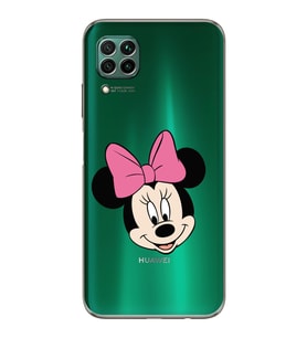 Huawei P40 Lite  Kamera korumalı Kapak Minnie Mouse Tasarımlı  Şeffaf Kılıf
