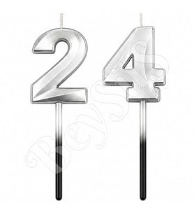 24 Rakam Mum Gümüş