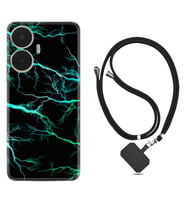 Realme C55 Kılıf Silikon Boyun Askılı İpli Desenli Silikon Green Thunder 1693