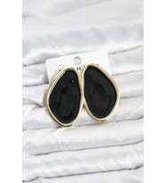 Pirinç Siyah Mineli Damla Model Vintage Plaka Kadın Küpe 5886