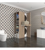 Kenzlife çamaşır-kurutma makinesi dolabı ahi evran sol crd 187*090*60 çekmeceli banyo (Beyaz)