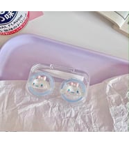 Sevimli Tavşan Cinnamorolll Desenli Kawaii Kontakt Lens Kutusu Kabı Seti Cımbız ve Lens Takma Aparatlı Şeffaf Mor