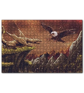 Cakapuzzle Ejderha Akbabaya Karşı  Puzzle Yapboz MDF (Ahşap) (120 Parça)