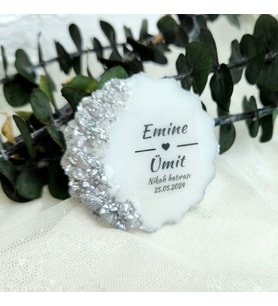 30 Adet Söz Nişan Nikah Şekeri Hediyelik Magnet Taşlı Epoksi Magnet-