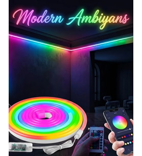 Dekoratif Rgb Led Şerit Neon Işık 3 Metre Su Geçirmez Uzaktan Kumandalı Ortam Aydınlatması