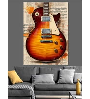 Rock Gitarı Müzik Havası Dekoratif Kanvas - Mdf Ahşap Tablo