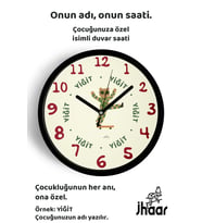 İsme Özel Gözlüklü Kaykaylı Ayı Çocuk Odası Duvar Saati Orta Boy 30 cm Siyah Camlı Sessiz