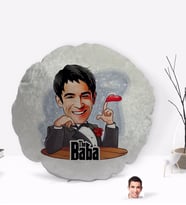 BK Gift Kişiye Özel Baba Godfather Karikatürlü Yuvarlak Dekoratif Kırlent Yastık-6