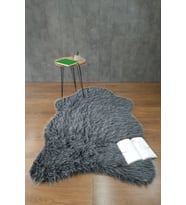 Bonny Home Kürk Halı Antrasit Puf Peluş Post Tüylü Dekoratif Puffy Kaymaz Yumuşak Mutfak Salon Oda Halısı KürkMutfakBear