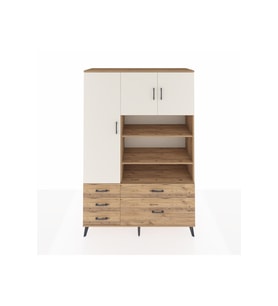 Hyperion Dolap 9 Raflı 5 Çekmeceli 3 Kapaklı 132x44x195 Çam-Aytaşı/Çam