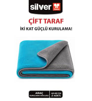 Lamine 40×60 Cm Ekstra Kalın Çift Yüzlü Süper Emici Araç Kurulama Havlusu Mavi-Gri