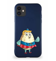 Apple iPhone 11 Soft Premier Kapak Bayan Puff Tasarımlı Silikon Kılıf - Lacivert (Şeffaf)