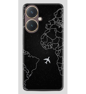 Vivo Y27 Kılıf Desenli Silikon Platinium Series Black Plane 1868