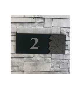 Modern Yazılı Dekoratif Aynalı Füme Kapı Numarası - 2