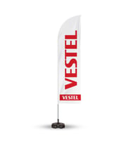 Vestel Reklam Yönlendirme ve Tanıtım Yelken Bayragı Beyaz