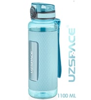 Uzspace 1100 ML Mega Büyük Boy Tritan Su Matarası Silikon Korumalı Kaydırmaz Gövde Suluk (Turkuaz)