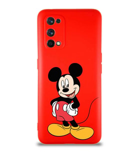Realme 7 Pro Soft Premier Kapak Mickey Mouse-E Tasarımlı Silikon Kılıf - Kırmızı (Şeffaf)