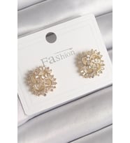 Pirinç Gold Renk Zirkon Taşlı Yonca Model Kadın Küpe 5886 - SSSSSS6452-3654