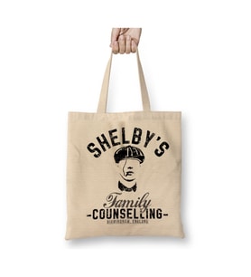 Shelby's Family Counselling Peaky Blinders Bez Çanta Uzun Saplı Alışveriş Çantası Plaj Çantası (Beyaz)