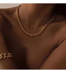 KISA KALIN BURGU KOLYE ZİNCİR GOLD ÇELİK ÜZERİ ALTIN KAPLAMA GARANTİ BELGELİ