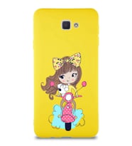Samsung Galaxy J7 Prime Soft Premier Kapak Vespagirl Tasarımlı Silikon Kılıf - Sarı (Şeffaf)