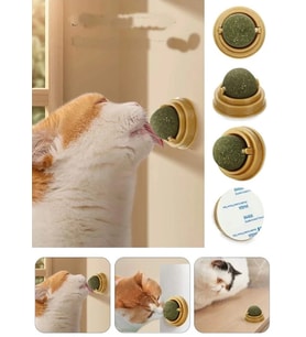 Duvara Yapışan Dönen Kedi Nanesi Cat Mint Oyun Topu Doğal Catnipli Kedi Oyuncağı