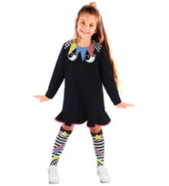 Perçem Kız Çocuk Elbise + Çorap (Lacivert)