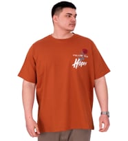 Mode XL Büyük Beden Erkek T-Shirt Bisiklet Yaka ROSE U25032 Tarçın