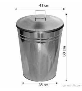 Garanti Metal 1267 Konik Paslanmaz Çöp Kovası (50 Litre)