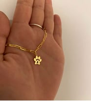 925 AYAR TİNY İSİMLİ PATİ KOLYE (Gold)