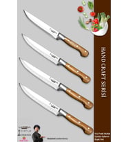 Lazbisa Hand Craft Mutfak Bıçak Seti Et Ekmek Sebze Meyve Doğrama Bıçağı 4 Lü Günlük Kullanım ( Mtf-070 )