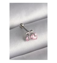 316L Çelik Gümüş Renk Pembe Zirkon Taşlı Kalp Tragus Piercing - TJ-PR1235 TG-V 7543